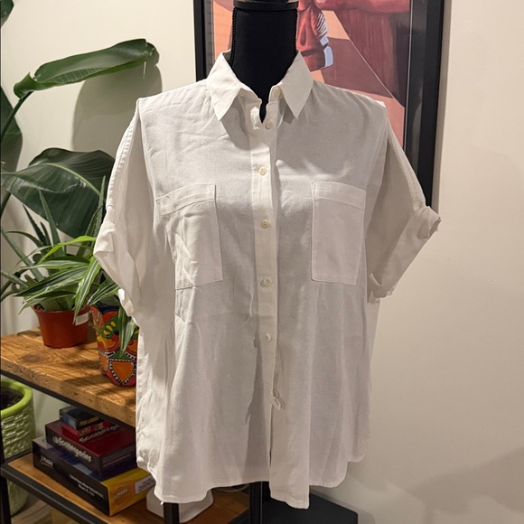 Madewell White Collared Shirt - Picture 1 of 4